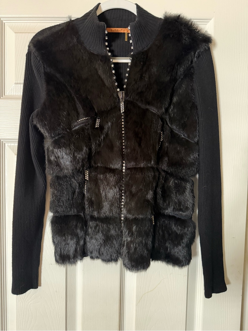 Belldini Black Faux Fur Panel Zip Jacket